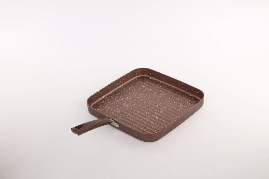 Non-Stick Frying Pan Marble Coating Square Grill Pan with Bakelite Handle