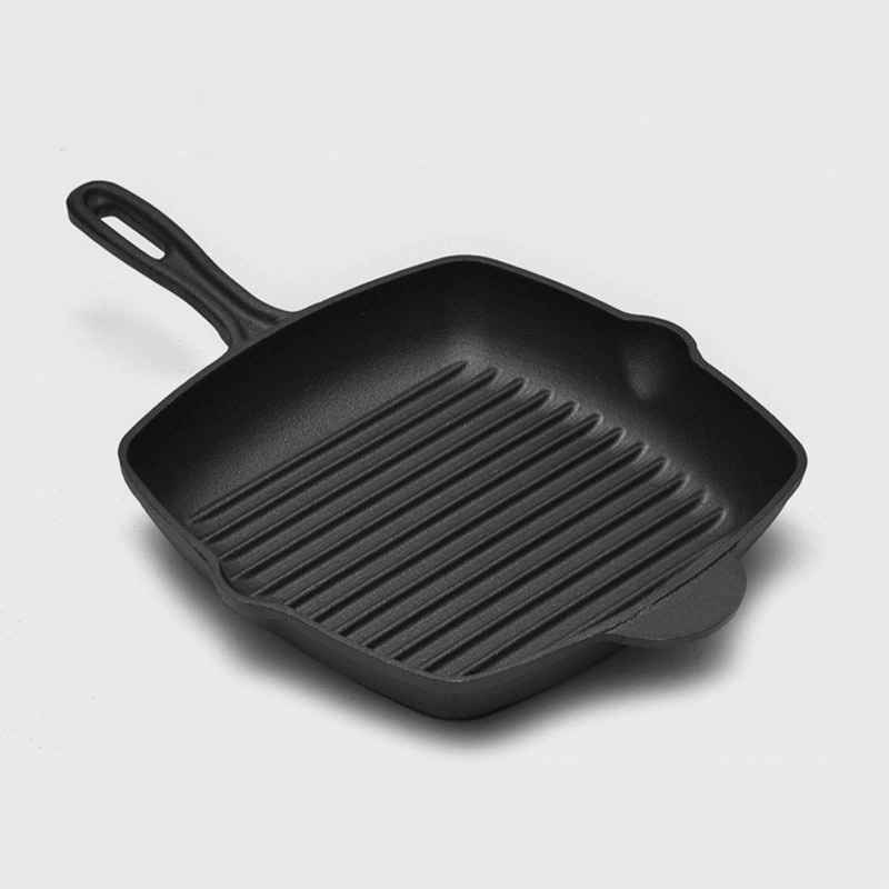 Square Non Stick Skillet, Cast Iron Steak Grill Cooking Frying Pan with Handle