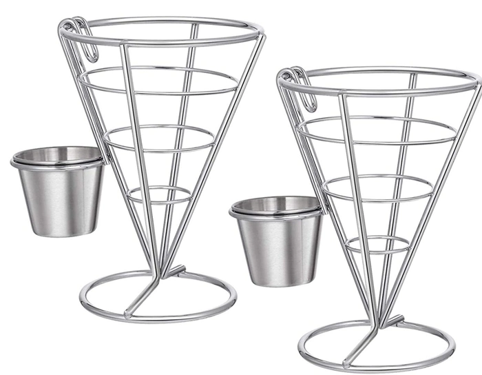 Stainless Steel French Fries Holder Table Food Display Rack Basket