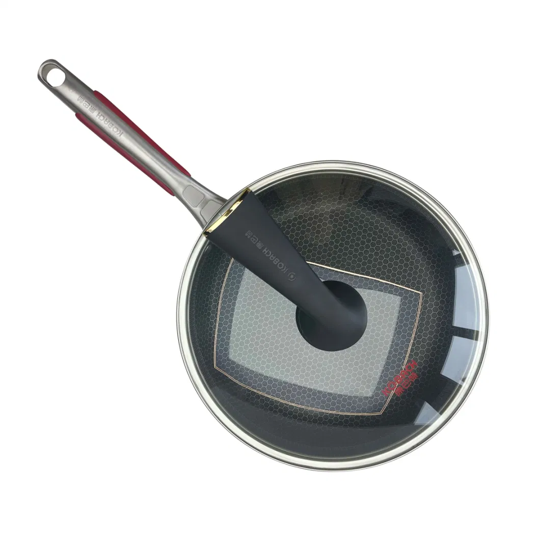 Stainless Steel Cookware Kitchen Appliance Factory Wholesale Frying Pan with Lid