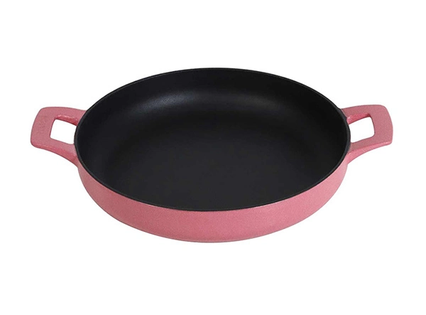 Magenta Enameled Durable Pan Cast Iron Deep Fry Pan