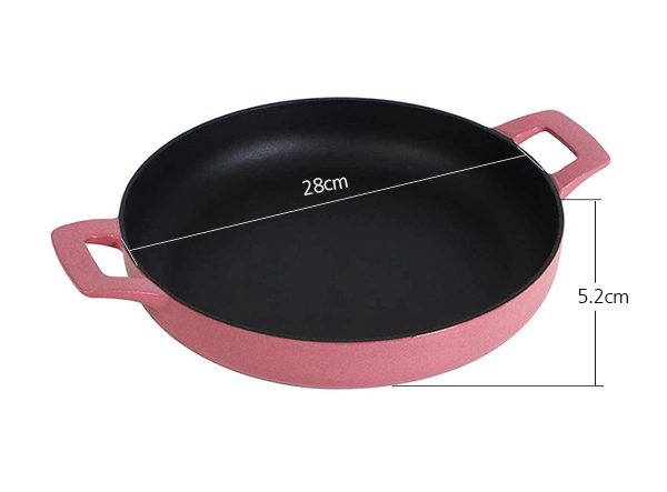 Magenta Enameled Durable Pan Cast Iron Deep Fry Pan