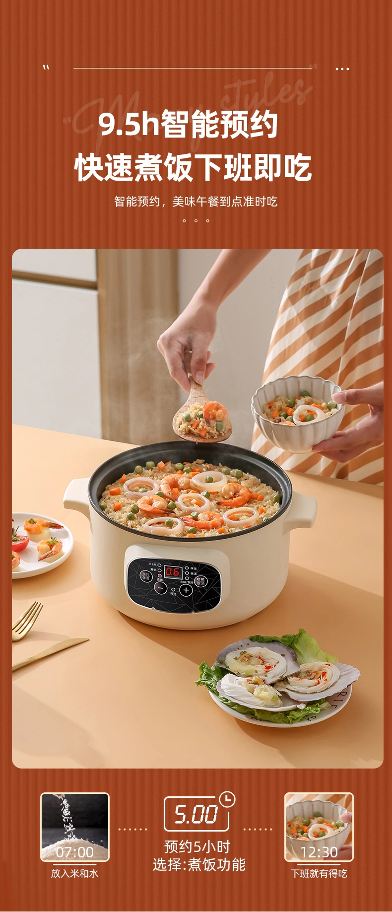 Factory Direct Double-Layer Electric Hot Pot Stainless Steel Steamer Dormitory Electric Steamer Home Small Cooking Pot