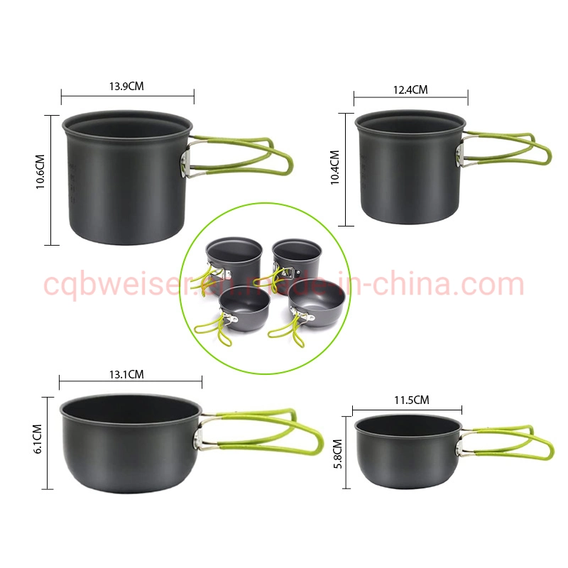 Portable Aluminium Outdoor Foldable Camping Cooking Bowl Pots Pans Cookware