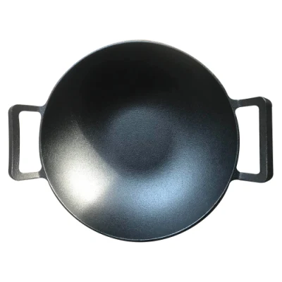 Due maniglie cucina cinese in ghisa Wok cottura con coperchio