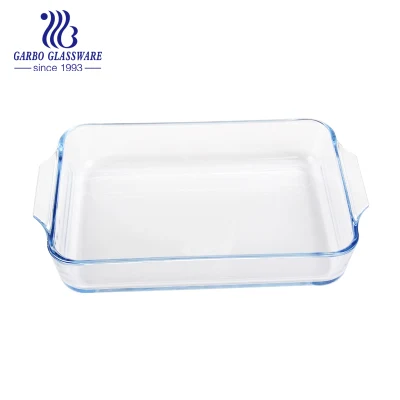 Piatto da forno in vetro da 15 pollici di lusso, grande volume, personalizzato Casseruola borosilicato di alta qualità senza coperchio forno e lavastoviglie Sicuro