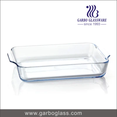Piatto da forno in vetro da 15 pollici di lusso, grande volume, personalizzato Casseruola borosilicato di alta qualità senza coperchio forno e lavastoviglie Sicuro