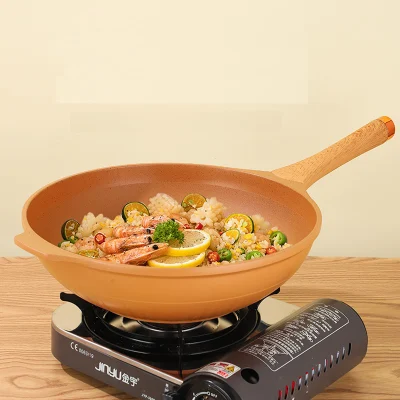 Wok in alluminio da 32 cm con coperchio con rivestimento Dakin antiaderente