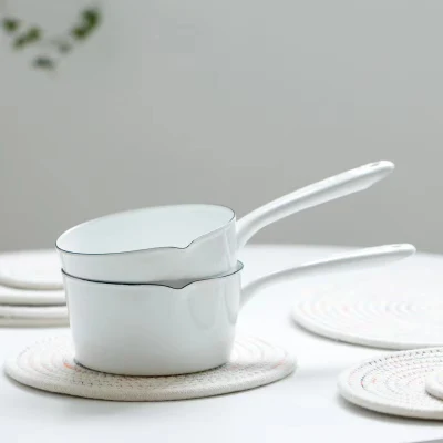 Home cucina smalto metallo antiaderente Salsa Pan smalto acciaio al carbonio Pentola cottura del latte Pot