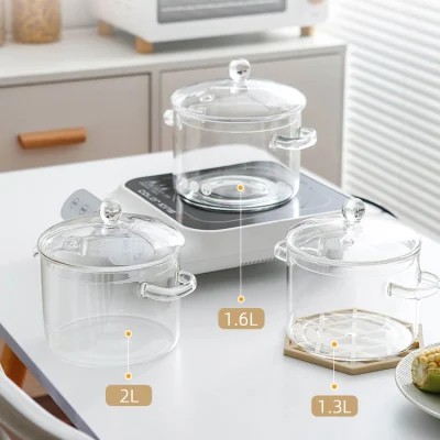 Piatto di cottura con zuppa di Noodle in vetro borosilicato ignifugo con vetro Maniglia e coperchio