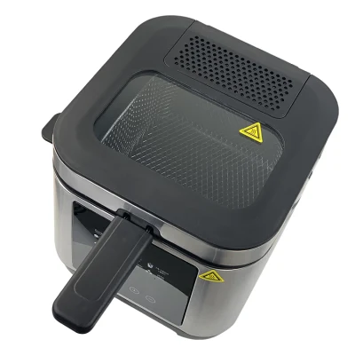 Friggitrice digitale domestica Hot Deep con custodia in acciaio inox con spazzola