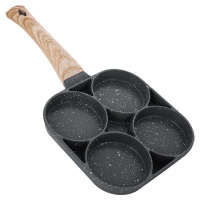 Vasetto per frittura all&prime;uovo in alluminio senza avambraccio da 4 tazze Anelli per cuoci uova stampo rotondo Omelet Burger Pancake Pan per Colazione comoda