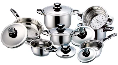 Cucina 12PZ. Largo bordo in acciaio inox Set di utensili con accessori seleted, pentole da cucina con coperchio in acciaio, utensili da cucina con casseruole e pentole non Stick