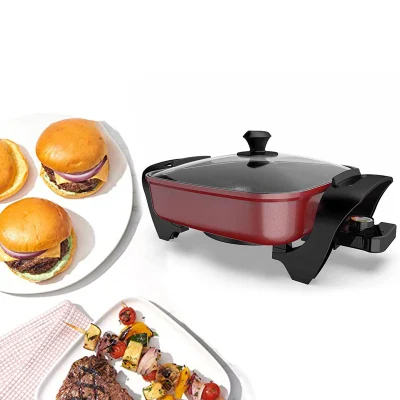 Elettrodomestici da cucina da 1400 W Massive Power Square Bottom Multi Wok Electric Tegame per cucinare