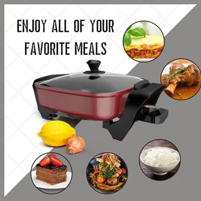 Elettrodomestici da cucina da 1400 W Massive Power Square Bottom Multi Wok Electric Tegame per cucinare