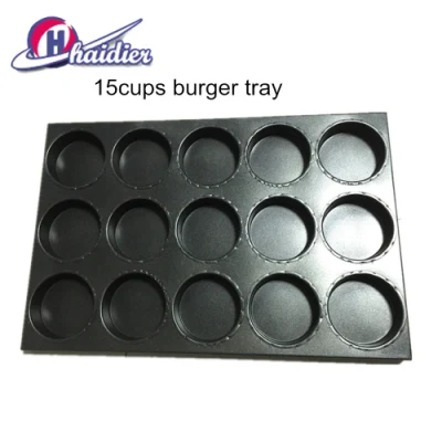 Panette da forno commerciali da 4 pollici e 15 tazze per hamburger, vassoi da forno multifunzione non-Stick/cottura Panoramica