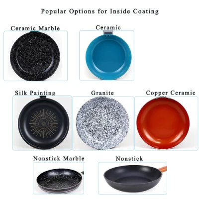 Alluminio forgiato rivestimento di marmo atossico Pan di Fry per la cucina domestica Padella per pizza con impugnatura TPR Soft Touch