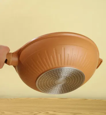 Padella in alluminio saltato 32 cm per cucinare padella di frittura profonda Con coperchio