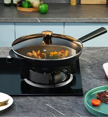 Padella da frittura 34 cm Pan di biscotti a induzione con padella grande con Coperchio