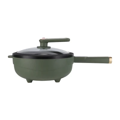 Padella elettrica da 30 cm ad alte prestazioni con coperchio a bassa pressione e riscaldamento da 1500 W.