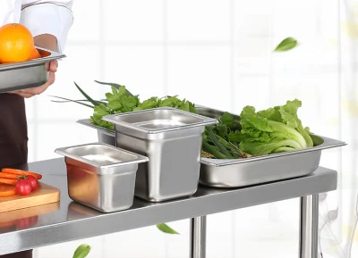 Piatto per alimenti Heavybao 2/4 misura forma quadrata in acciaio inox Gn