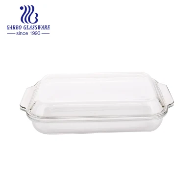 Piatto da forno in vetro da 15 pollici di lusso, grande volume, personalizzato Casseruola borosilicato di alta qualità senza coperchio forno e lavastoviglie Sicuro