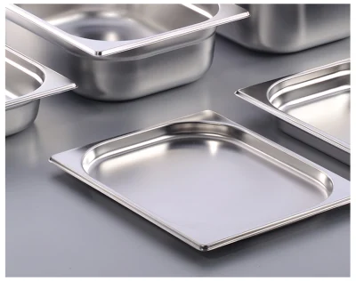 Piatto per alimenti Heavybao 2/4 misura forma quadrata in acciaio inox Gn