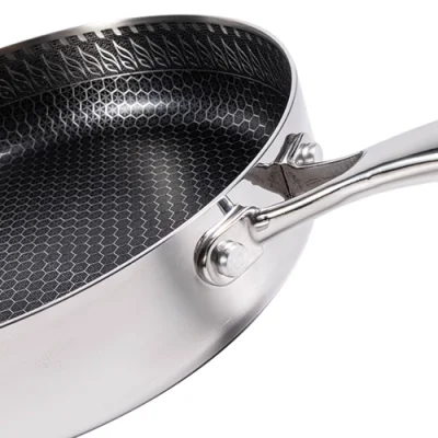 Padella antiaderente in acciaio inox Honeycomb lucidata a 3 strati
