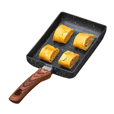 Padella per frittura in bachelite nera Tamagoyaki con manico in pure Rron