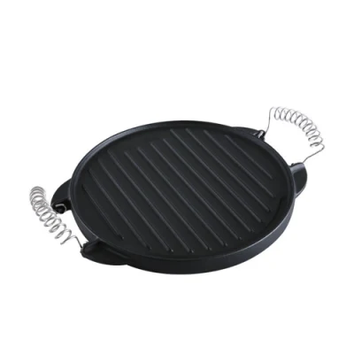 Teglie a griglia in ghisa rotonda a due lati reversibile per barbecue