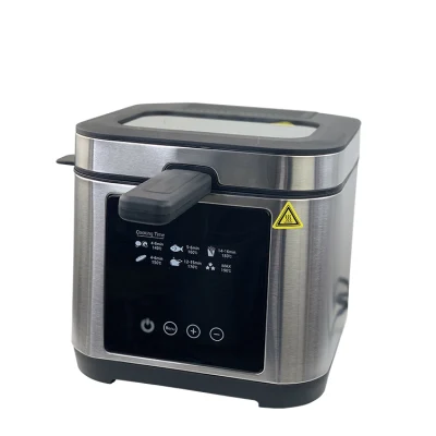 Friggitrice digitale domestica Hot Deep con custodia in acciaio inox con spazzola