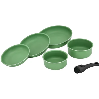 Set di pon e pan portatile personalizzato maniglia rimovibile sicura non Set di utensili da cucina con impugnatura rimovibile