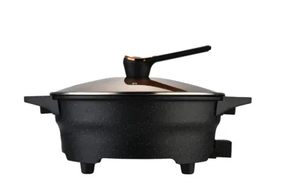 Padella elettrica da 1600 W, 7 l, con griglia rotonda e coperchio in vetro Cottura della padella