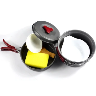 Backpacking esterno in alluminio senza bastone Set di utensili da cucina Camping Pot e. Padelle