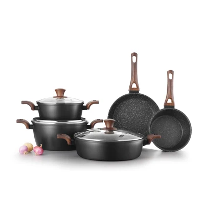 Cucina attrezzi 8PZ. Alluminio forgiato pentola con forno olandese pentola Set di padelle per cottura poco profonde per alimenti