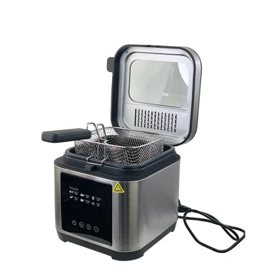 Friggitrice digitale domestica Hot Deep con custodia in acciaio inox con spazzola