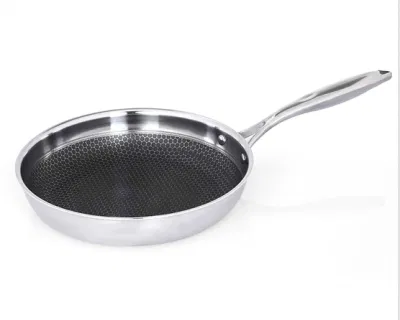 Pettine a tre strati in acciaio inox resistente, Wok Pan, senza avambraccio, Stir-Fry Ampia vaschetta di cottura utensili per impieghi pesanti vaschetta di cottura compatibile con induzione