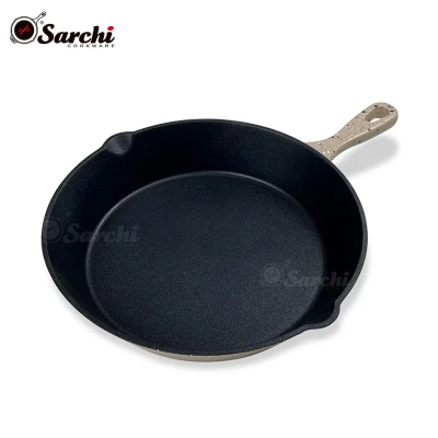 Biscotti in ghisa sana personalizzati rivestimento smaltato non-Stick ghisa Padella per friggere