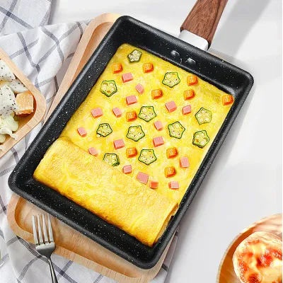Padella per frittura in bachelite nera Tamagoyaki con manico in pure Rron