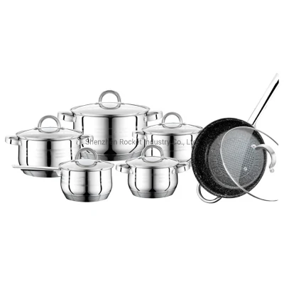 Vendita all&prime;ingrosso pentole da cucina in acciaio inox 12 UTENSILI e utensili da cucina Impostazione