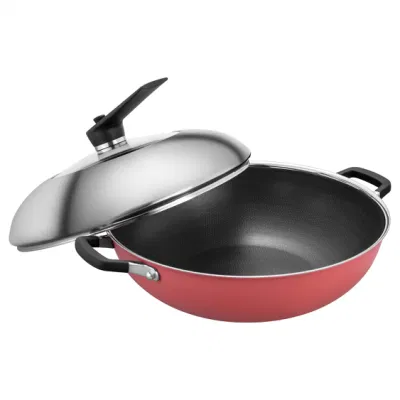 Vendita calda Cookware acciaio inox antiaderente rivestimento eterna esterno in ceramica Strato 36 cm Wok