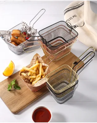 Mini filtro Fry francese a servizio multifunzionale per cucina a chip in vendita a caldo Friggitrice in acciaio inox con rete metallica per cucina Cestino