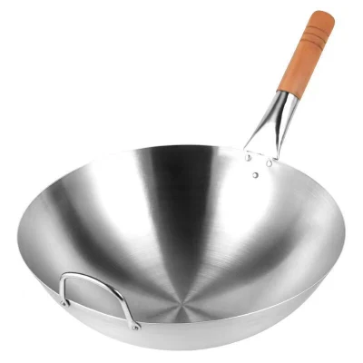 Ristorante Hotel acciaio Wok manico in legno piano cottura acciaio inox 201 angolo