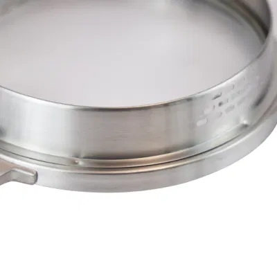 Coperchio piatto in vetro temprato S/S con manico per Utensili da cucina