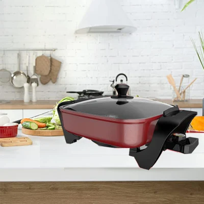 Elettrodomestici da cucina da 1400 W Massive Power Square Bottom Multi Wok Electric Tegame per cucinare