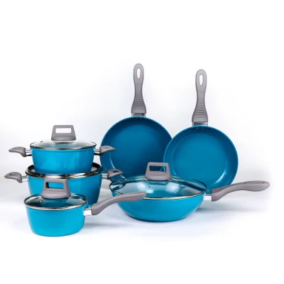 SET DI pentole e teglie antiaderenti IN alluminio 10 PZ, pentole per cottura a induzione sicura per alimenti in ceramica ecologica