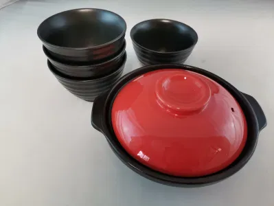 Hot Black Kitchenwares Clay terra Pot con coperchio Clay Pot Per cucinare popolare fabbrica di smalelware OEM fornire zuppa di ciotola di smalto Cena in ceramica in casseruola