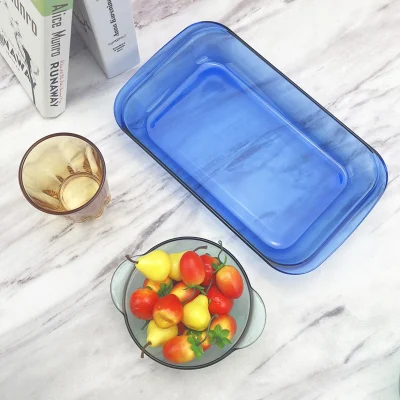 Bakeware in vetro borosilicato alto blu cobalto, vassoio da forno resistente al calore, piastre in vetro, panelli in vetro
