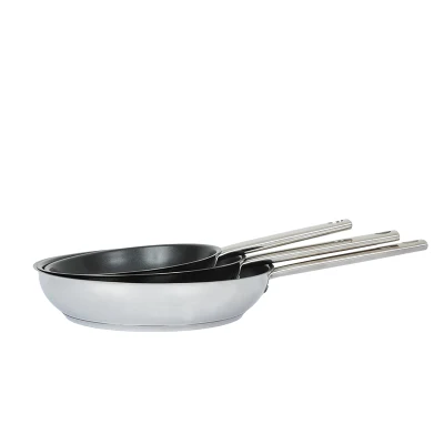 3 FRITTURA non Stick 3in1 multifunzione per colazione Teglia aperta 24 cm a 3 veli in acciaio inox per stoviglie, teglia per biscotti
