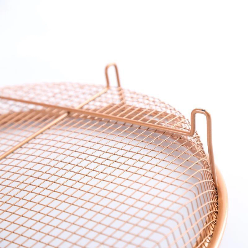 Durable Non-Stick 2 Piece Set Round Copper Air Fry Crisper Tray Mesh Baking Tray Non-Stick Round Baking Pan Scratch Proof Esg15987